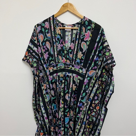 Sara Joy Painted Paisley Caftan Light Weight One Size - Picture 6 of 10
